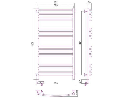 Сунержа Богема 2.0 Полотенцесушитель электрический 60x120h, лев., цвет: сатин 071-5202-1260