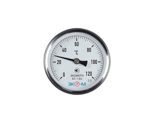 Термометр биметалл БТ-1-63 120С Дк63 накладной ЭКОМЕРА БТ-1-63-120С