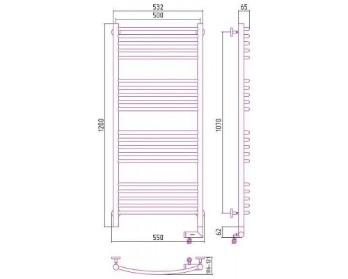 Сунержа Богема 2.0 Полотенцесушитель электрический 50x120h, прав., цвет: без покрытия 00-5203-1250