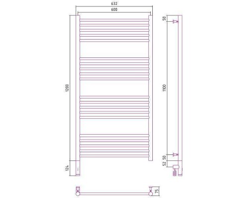 Сунержа Богема 3.0 Полотенцесушитель электрический 60x120h, лев., цвет: состар. бронза 05-5804-1260