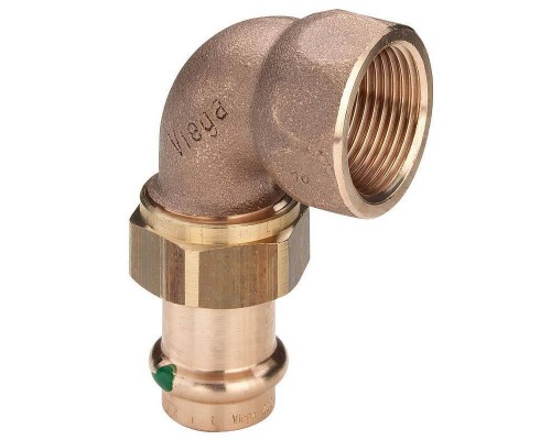Угол пресс-В разъёмное соединение, плоская прокладка, бронза Sanpress SC-Contur VIEGA 18x1/2"