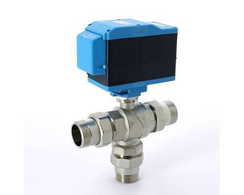 Кран шаровой с разъемными соединениями НН трехходовой MODULO COMPACT с сервоприводом EMMETI 1/2"