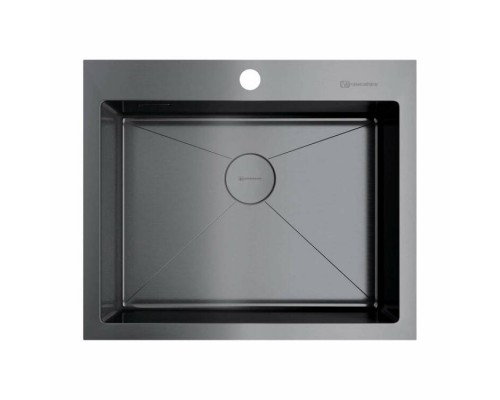 Мойка, OMOIKIRI, Akisame, шгв 590-510-200, отверстия для смесителя-1, цвет-вороненая сталь