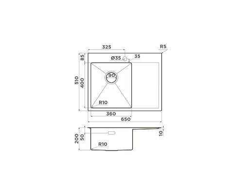 Omoikiri Akisame 65-L-GM Кухонная мойка нерж. сталь 65x51 см, цвет: вороненая сталь 4973097
