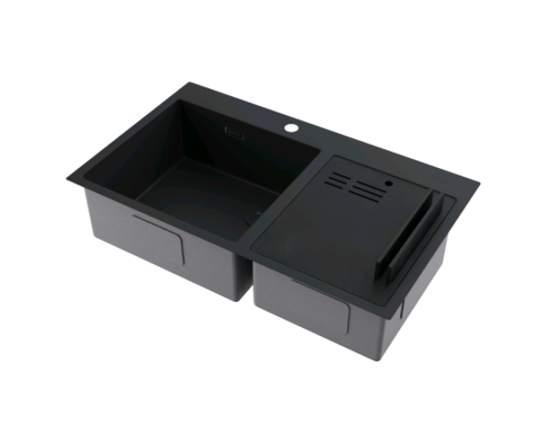 Мойка, Omoikiri, Akisame Side, шгв 860-510-210, отверстия для смесителя-1, цвет-графит