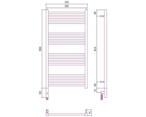 Сунержа Модус 3.0 Полотенцесушитель электрический 50x100h, лев., цвет: мат. золото 032-5700-1050
