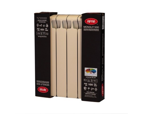 Rifar Monolit 500 6 секций, боковое подключение (айвори)
