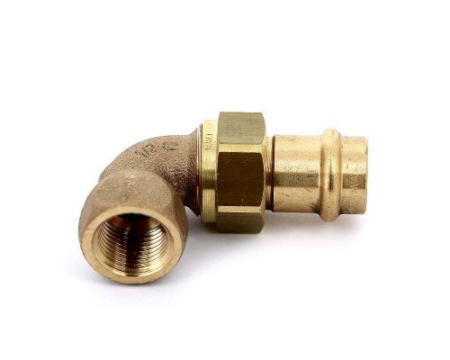 Угол пресс-В разъёмное соединение, плоская прокладка, бронза Sanpress SC-Contur VIEGA 18x1/2"