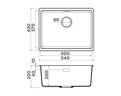 Omoikiri Kata 54-U-GR Кухонная мойка Artgranit 54x42 см, цвет: leningrad grey 4993411