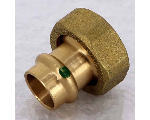 Муфта пресс-В с накидной гайкой и плоским уплотнением бронза Sanpress VIEGA 18x1