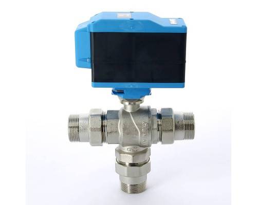 Кран шаровой с разъемными соединениями НН трехходовой MODULO COMPACT с сервоприводом EMMETI 1/2"