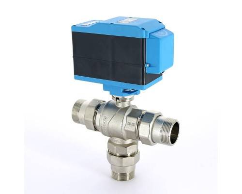 Кран шаровой с разъемными соединениями НН трехходовой MODULO COMPACT с сервоприводом EMMETI 1/2"