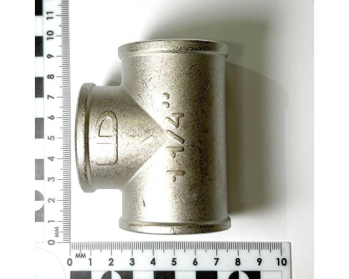 Тройник резьбовой DN32 ВВВ 1.1/4 латунь никель