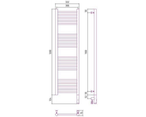 Сунержа Богема 3.0 Полотенцесушитель электр. 30x120h, прав., цвет: темн. титан муар 15-5805-1230 Сунержа Богема 3.0 Полотенцесушитель электр. 30x120h, прав., цвет: темн. титан муар 15-5805-1230