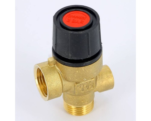 Клапан предохранительный НВ с отверстием для манометра 1/4" EMMETI 1/2" 3 бар