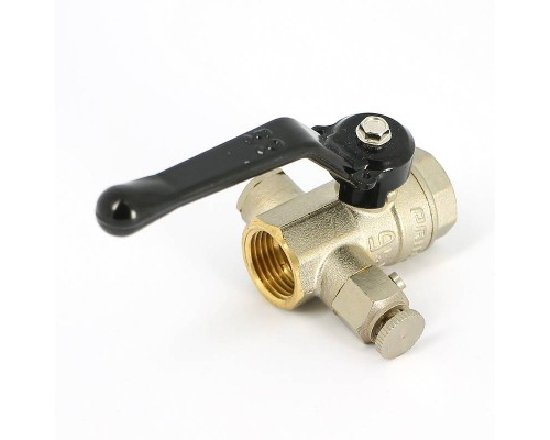 Кран Pride LD ВВ 1/2" с дренажным вентилем (заглушка 1/4") ручка