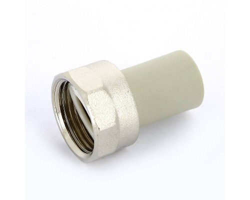 Муфта сварка-В с накидной гайкой FV-PLAST 20х3/4" с накидной гайкой цельный PPR корпус Муфта сварка-В с накидной гайкой FV-PLAST 20х3/4" с накидной гайкой цельный PPR корпус
