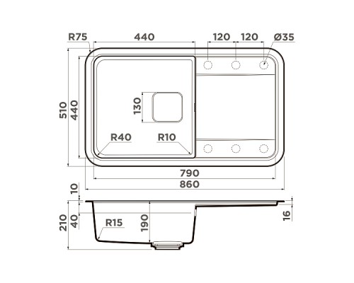 Omoikiri Tasogare 86-PA Кухонная мойка Artgranit 86x51 см, цвет: пастила 4993457
