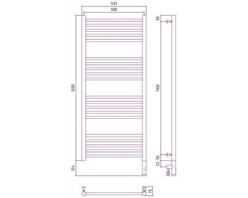 Сунержа Богема 3.0 Полотенцесушитель электрический 50x120h, прав., цвет: состар. бронза 05-5805-1250