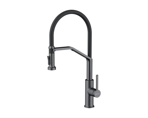 Omoikiri Makkari 2 Plus-SB-GM-BL Смеситель для кухни с выдв. изл. и подкл. фил., вор. ст./ч. 4994497