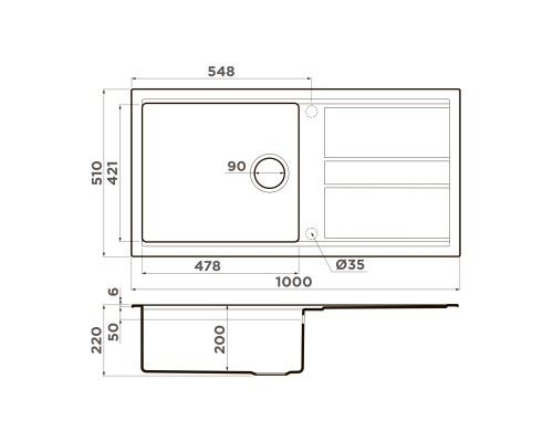 Omoikiri Kitagawa 100-WG Кухонная мойка Artceramic 100x51 см, цвет: wind green 4993251