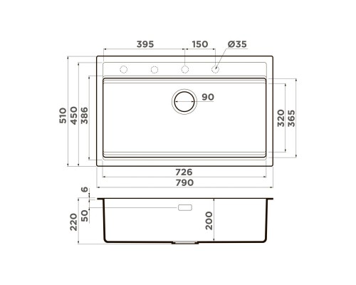 Omoikiri Kitagawa 79-LB-GR Кухонная мойка Artceramic 79x51 см, цвет: leningrad grey 4993998