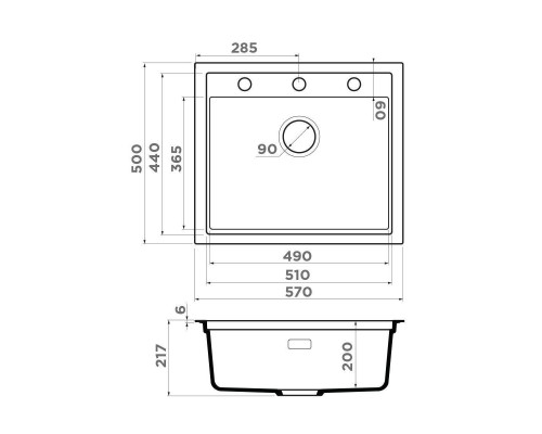 Omoikiri Sintesi 100-GR Кухонная мойка Artceramic 100x50 см, цвет: leningrad grey 4997129