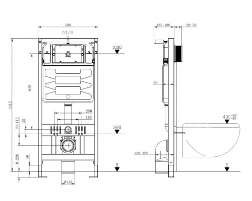 Allen Brau Pneumatic Pro Инсталляция для унитаза 50x26x111,2h см, цвет: синий/белый 9.11101.20