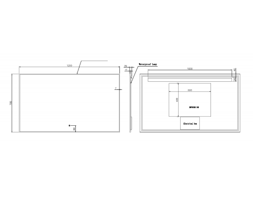 Boheme Зеркало прямоугольное с LED подсветкой  сенсор, антизапотевание 70x120h см, цвет: black 543-120-B