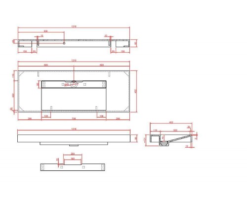 Armadi Art Flat Раковина мебельная прямоугольная 121х45,2х8h см, цвет: белый 859-120-CLCT