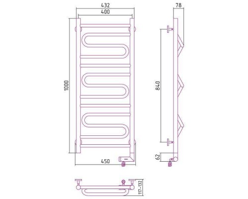 Сунержа Элегия 2.0 Полотенцесушитель электрический 40x100h, прав., цвет: без покрытия 00-5219-1040