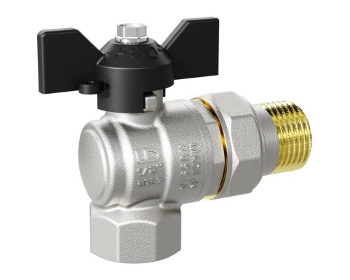 Кран Pride LD НВ 1/2" угловой с разъемным соединением Pride полный проход бабочка
