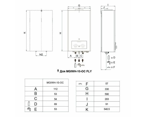 Газовая колонка Midea MGIWH-10-OC FLY Газовая колонка Midea MGIWH-10-OC FLY