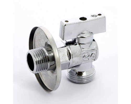 Кран шаровой Miami Bugatti НН 1/2"x3/4" для подключения бачков c розеткой 1/2" из нержавеющей стали