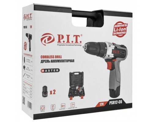 Шуруповерт P.I.T. в кейсе PSR 12-С6 МАСТЕР (12В, 2 Li акк.1,5Ач, 2 ск, 25Нм, быстр.зарядка) (5)