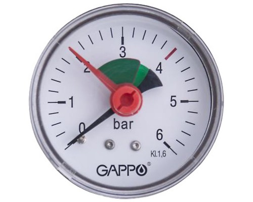 Манометр Gappo аксиальный с указателем предела 1/4" x 6 бар
