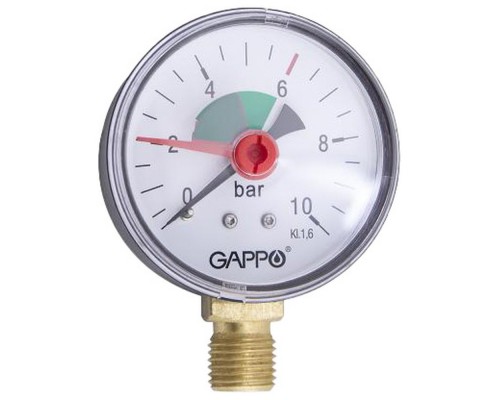 Манометр Gappo радиальный с указателем предела 1/4" x 10 бар