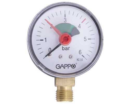 Манометр Gappo радиальный с указателем предела 1/4" x 6 бар