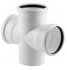 Крестовина канализационная бесшумная одноплоскостная ПП 110*110*110*87гр.С мм белая (уп.20 шт) РТП