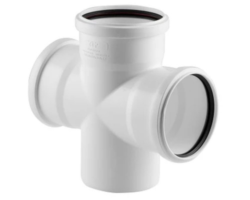 Крестовина канализационная бесшумная одноплоскостная ПП 110*110*110*87гр.С мм белая (уп.20 шт) РТП