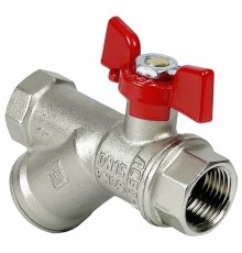 Кран шаровый с фильтром PREMIUM "бабочка" ВВ внутренняя резьба 1/2" (VALFEX)