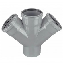 Крестовина однопл. канализ. ПП 110*110*110*67гр. мм с растр. серая Синикон стандарт (Valsir)