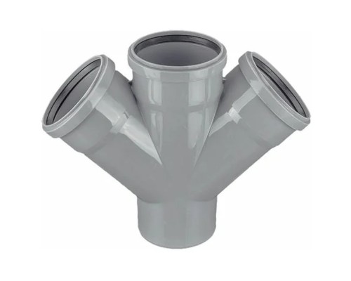 Крестовина однопл. канализ. ПП 110*110*110*67гр. мм с растр. серая Синикон стандарт (Valsir)