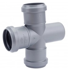 Крестовина одноплоскостная канализационная ПП 50*50*50*87гр. мм с раструбом серая Синикон стандарт