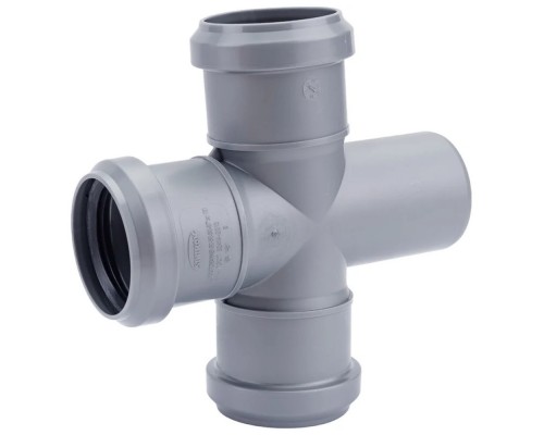 Крестовина одноплоскостная канализационная ПП 50*50*50*87гр. мм с раструбом серая Синикон стандарт