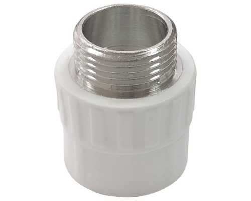 Муфта комбинированная полипропиленовая PPRC НР 32х1", наружная резьба, белая