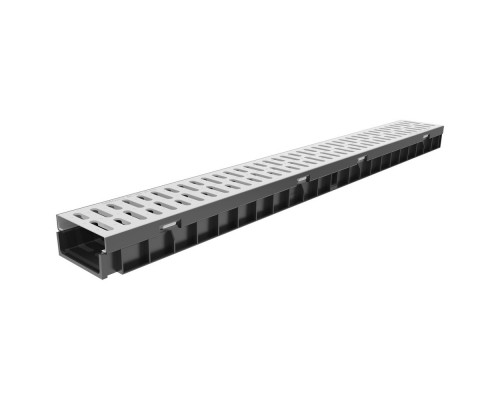 Лоток водоотводный пласт. c оцинк. решеткой 1000*115*55 мм DN100 Gidrolica Light (Арт. 080096)