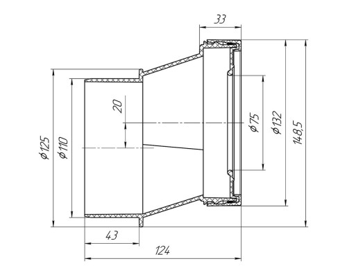 Манжета для унитаза жесткая АНИ W0221 эксцентрическая 20мм
