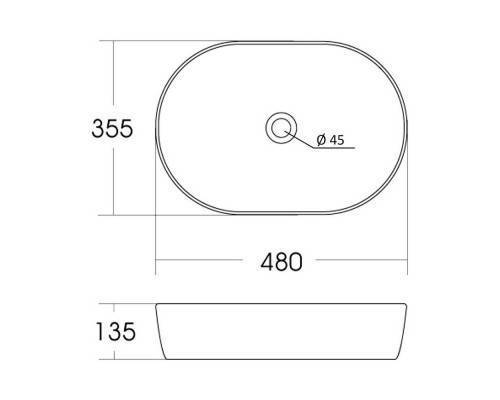 Раковина Orange накладная санфарфор, белый глянец, B05-480W