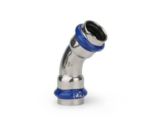 Угольник VARMEGA 45гр. двухраструбный Inox Press 15x15 Угольник VARMEGA 45гр. двухраструбный Inox Press 15x15